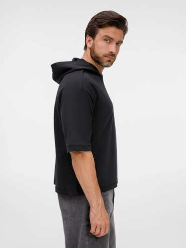 Футболка оверсайз унисекс с капюшоном Neofit, черная Футболка оверсайз унисекс с капюшоном Neofit, черная