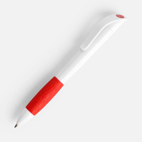 Ручка шариковая Grip, белая с красным Ручка шариковая Grip, белая с красным