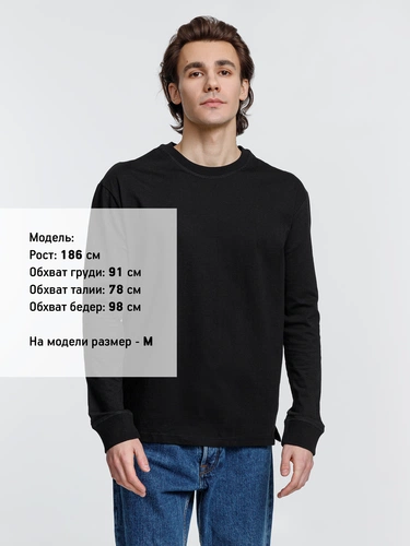 Футболка унисекс с длинным рукавом Pioneer LSL, черная Футболка унисекс с длинным рукавом Pioneer LSL, черная