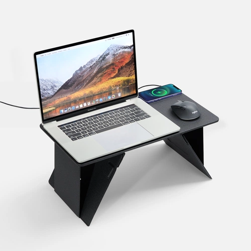 Складной стол для ноутбука с беспроводной зарядкой Kickstand Table, серый Складной стол для ноутбука с беспроводной зарядкой Kickstand Table, серый
