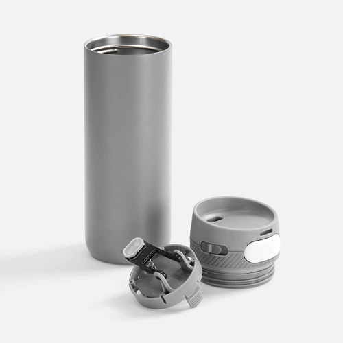 Термостакан X1 с цветной кнопкой, серый с белым Термостакан X1 с цветной кнопкой, серый с белым