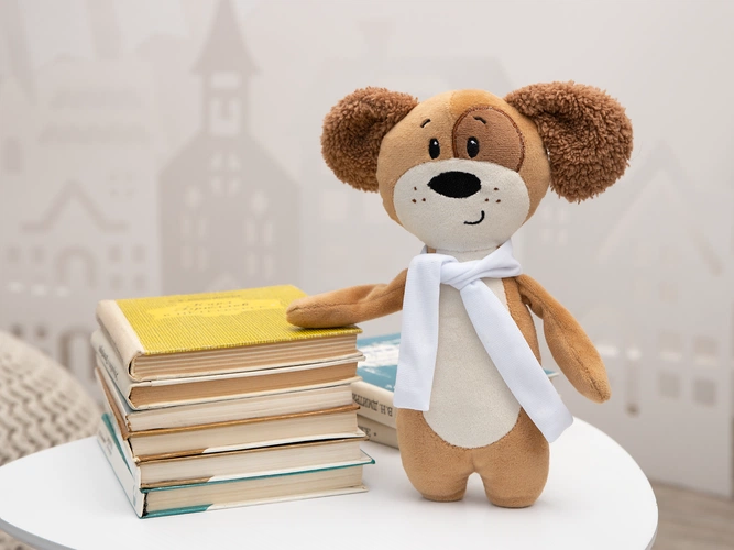 Мягкая игрушка Beastie Toys, собачка с белым шарфом Мягкая игрушка Beastie Toys, собачка с белым шарфом