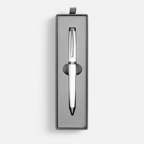 Ручка шариковая Letra Chrome в футляре, белая Ручка шариковая Letra Chrome в футляре, белая