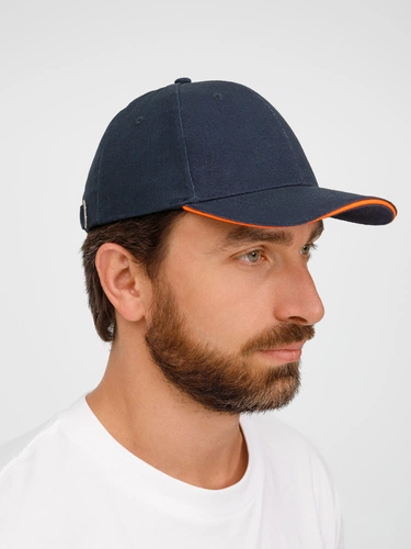 Бейсболка Buffalo, темно-синяя с неоново-оранжевым Бейсболка Buffalo, темно-синяя с неоново-оранжевым