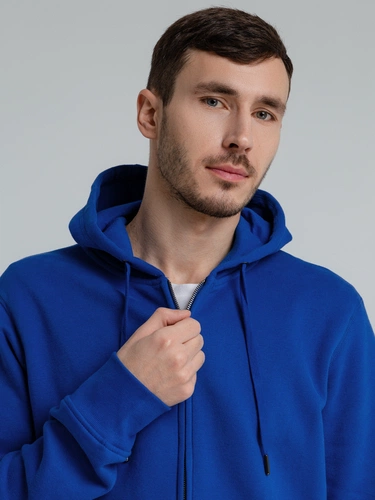 Толстовка на молнии с капюшоном унисекс King, ярко-синяя Толстовка на молнии с капюшоном унисекс King, ярко-синяя