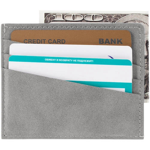 Чехол для карточек Nubuk, светло-серый Чехол для карточек Nubuk, светло-серый