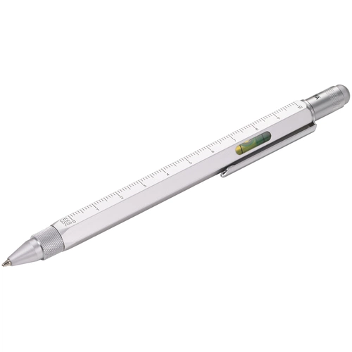 Ручка шариковая Construction, мультиинструмент, серебристая Ручка шариковая Construction, мультиинструмент, серебристая