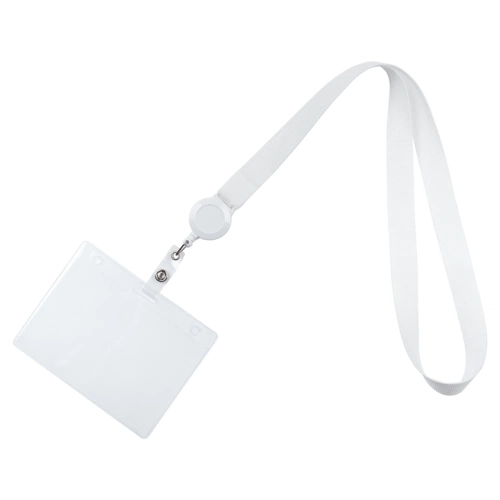 Лента для бейджа с ретрактором Retract, белая Лента для бейджа с ретрактором Retract, белая