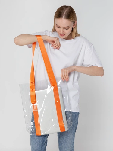 Шопер Clear Fest, прозрачный с оранжевыми ручками Шопер Clear Fest, прозрачный с оранжевыми ручками
