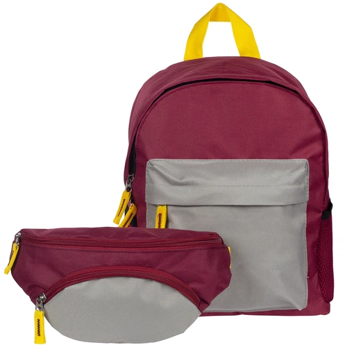 Поясная сумка детская Kiddo, бордовая с серым Поясная сумка детская Kiddo, бордовая с серым