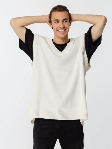 Жилет оверсайз унисекс Tad в сумке, молочно-белый Жилет оверсайз унисекс Tad в сумке, молочно-белый