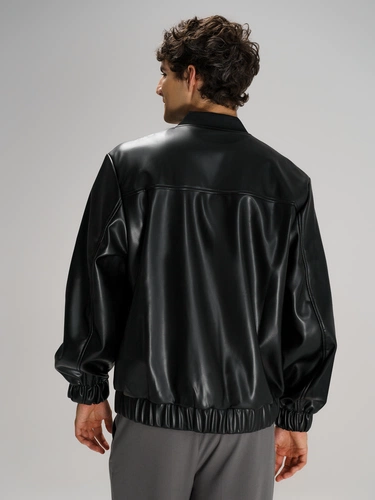 Бомбер из искусственной кожи Univer, черный Бомбер из искусственной кожи Univer, черный