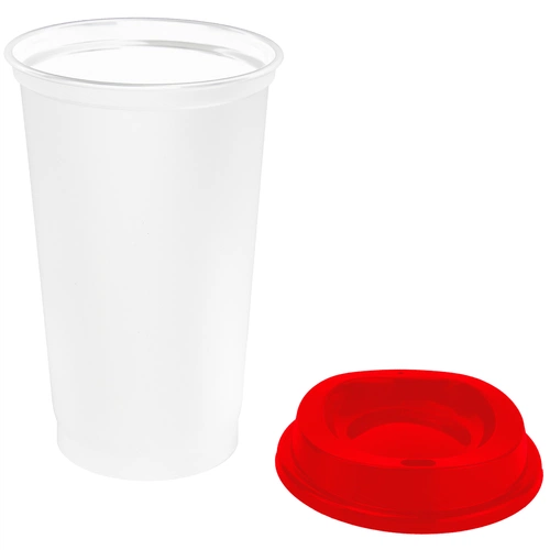 Стакан с крышкой Color Cap White, белый с красным Стакан с крышкой Color Cap White, белый с красным