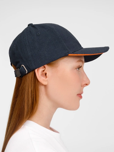 Бейсболка Buffalo, темно-синяя с неоново-оранжевым Бейсболка Buffalo, темно-синяя с неоново-оранжевым