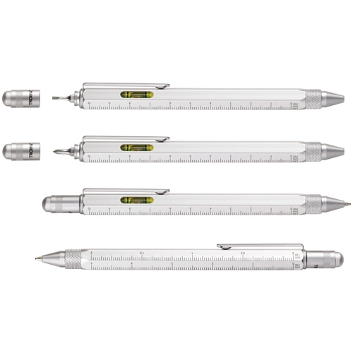 Ручка шариковая Construction, мультиинструмент, серебристая Ручка шариковая Construction, мультиинструмент, серебристая