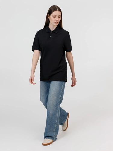 Рубашка поло унисекс Pacific, черная Рубашка поло унисекс Pacific, черная