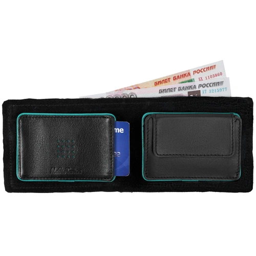 Кошелек Partinico, черный с бирюзовым Кошелек Partinico, черный с бирюзовым