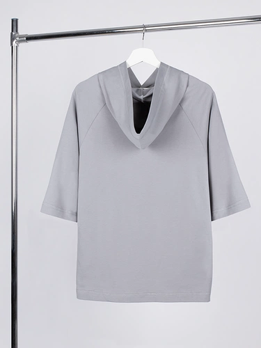 Футболка оверсайз унисекс с капюшоном Neofit, светло-серая Футболка оверсайз унисекс с капюшоном Neofit, светло-серая