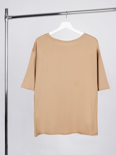 Футболка оверсайз унисекс Vozduh, бежевая Футболка оверсайз унисекс Vozduh, бежевая