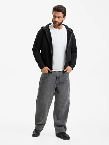 Толстовка унисекс оверсайз Sartoro, черная Толстовка унисекс оверсайз Sartoro, черная