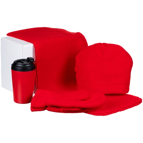 Набор Fleecy с термостаканом, красный Набор Fleecy с термостаканом, красный