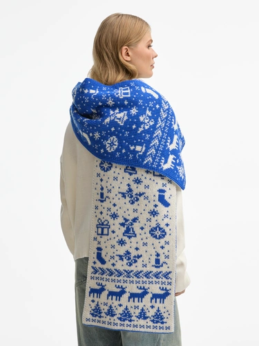 Шарф Holidale, синий с молочным Шарф Holidale, синий с молочным