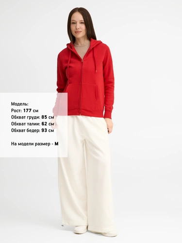 Толстовка женская на молнии с капюшоном Seven Women, красная Толстовка женская на молнии с капюшоном Seven Women, красная
