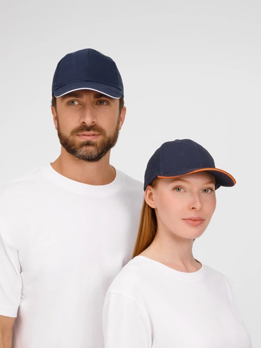 Бейсболка Buffalo, темно-синяя с неоново-оранжевым Бейсболка Buffalo, темно-синяя с неоново-оранжевым