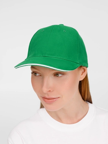 Бейсболка Buffalo, ярко-зеленая с белым Бейсболка Buffalo, ярко-зеленая с белым