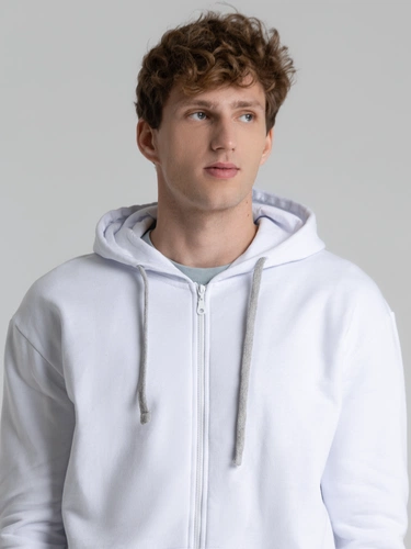 Толстовка на молнии с капюшоном Unit Siverga Heavy, белая Толстовка на молнии с капюшоном Unit Siverga Heavy, белая