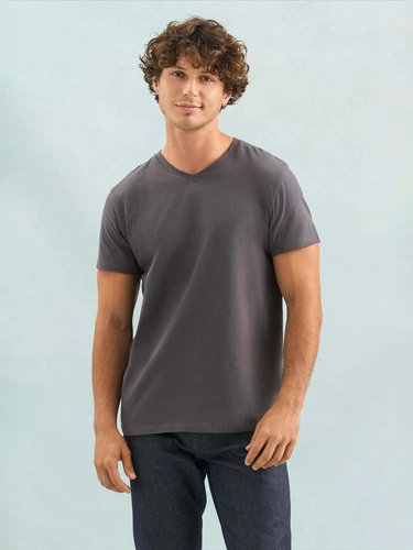 Футболка унисекс Regent с V-образным вырезом, черная Футболка унисекс Regent с V-образным вырезом, черная