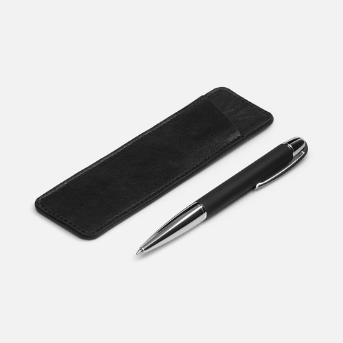 Набор Arc Soft Touch: ручка с кожаным футляром, черный Набор Arc Soft Touch: ручка с кожаным футляром, черный