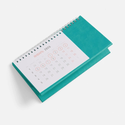 Календарь настольный Brand, бирюзовый Календарь настольный Brand, бирюзовый