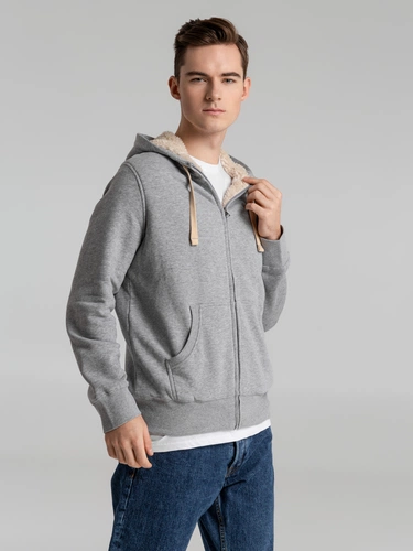 Толстовка унисекс на молнии Sherpa 280, серый меланж Толстовка унисекс на молнии Sherpa 280, серый меланж