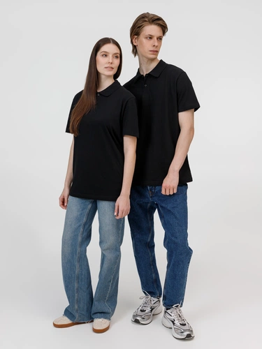 Рубашка поло унисекс Pulse, черная Рубашка поло унисекс Pulse, черная