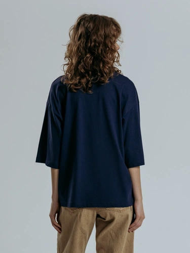 Футболка оверсайз унисекс Base Space, темно-синяя Футболка оверсайз унисекс Base Space, темно-синяя