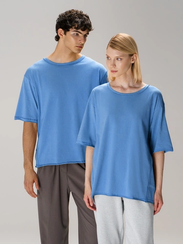 Футболка оверсайз унисекс Vozduh, синяя Футболка оверсайз унисекс Vozduh, синяя