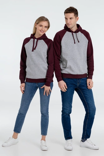 Толстовка унисекс Seattle, серый меланж с бордовым Толстовка унисекс Seattle, серый меланж с бордовым