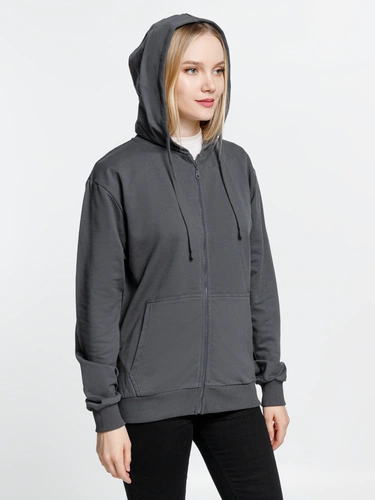 Толстовка на молнии с капюшоном Siverga 2.0, темно-серая (графит) Толстовка на молнии с капюшоном Siverga 2.0, темно-серая (графит)