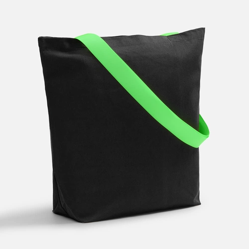 Шопер B5, черный с широкими зелеными ручками Шопер B5, черный с широкими зелеными ручками