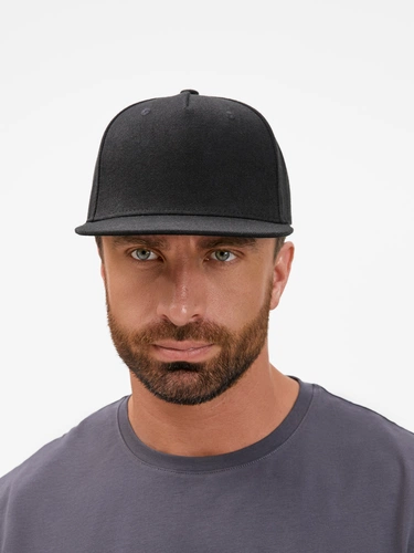 Бейсболка Epicore с прямым козырьком, черная Бейсболка Epicore с прямым козырьком, черная