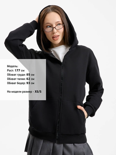 Толстовка унисекс оверсайз Sartoro, черная Толстовка унисекс оверсайз Sartoro, черная