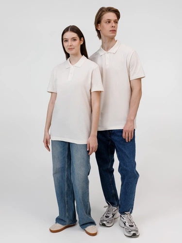 Рубашка поло унисекс Pulse, молочно-белая Рубашка поло унисекс Pulse, молочно-белая