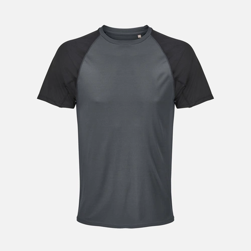 Футболка спортивная унисекс Vortex, черная с темно-серым Футболка спортивная унисекс Vortex, черная с темно-серым