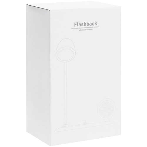 Лампа с колонкой и беспроводной зарядкой Flashback, белая Лампа с колонкой и беспроводной зарядкой Flashback, белая