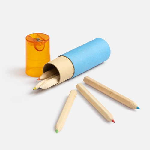 Набор цветных карандашей Kiddo с точилкой, голубой с оранжевым Набор цветных карандашей Kiddo с точилкой, голубой с оранжевым