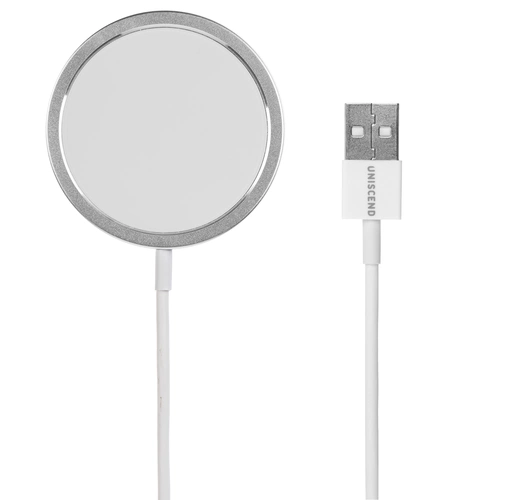 Беспроводное зарядное устройство с магнитами Magmate, серебристое Беспроводное зарядное устройство с магнитами Magmate, серебристое