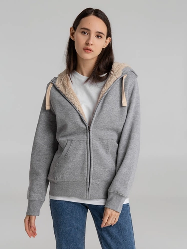 Толстовка унисекс на молнии Sherpa 280, серый меланж Толстовка унисекс на молнии Sherpa 280, серый меланж