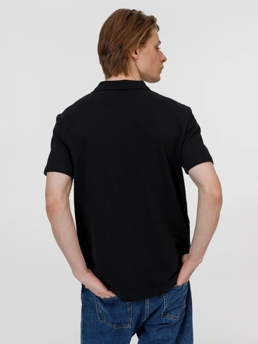 Рубашка поло унисекс Pulse, черная Рубашка поло унисекс Pulse, черная