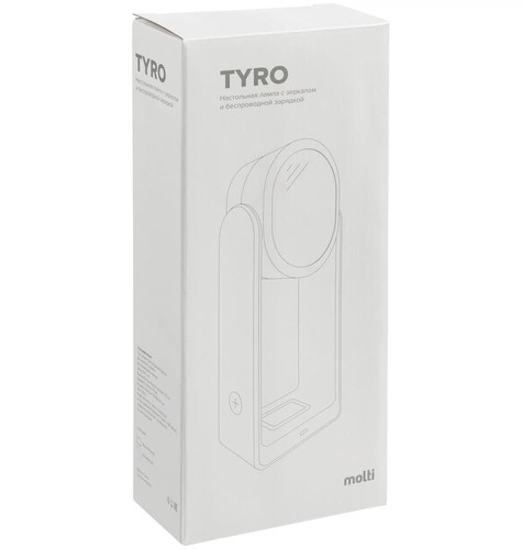 Настольная лампа с зеркалом и беспроводной зарядкой Tyro, белая Настольная лампа с зеркалом и беспроводной зарядкой Tyro, белая